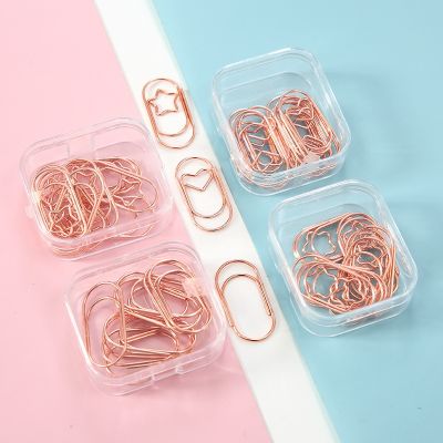 12Pcs/Lot Creative Metal Paper Clip Set Rose Gold Color Bookmarks Office Binder Paperclips Planner Supplies School Stationery