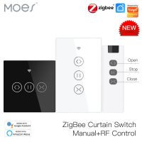 Zigbee RF สมาร์ทสวิตช์ผ้าม่านสัมผัสผ้าม่านม้วนชัตเตอร์ Tuya แอพนำสมัยรีเลย์ควบคุมไร้สายสถานะทำงานร่วมกับ Alexa Google