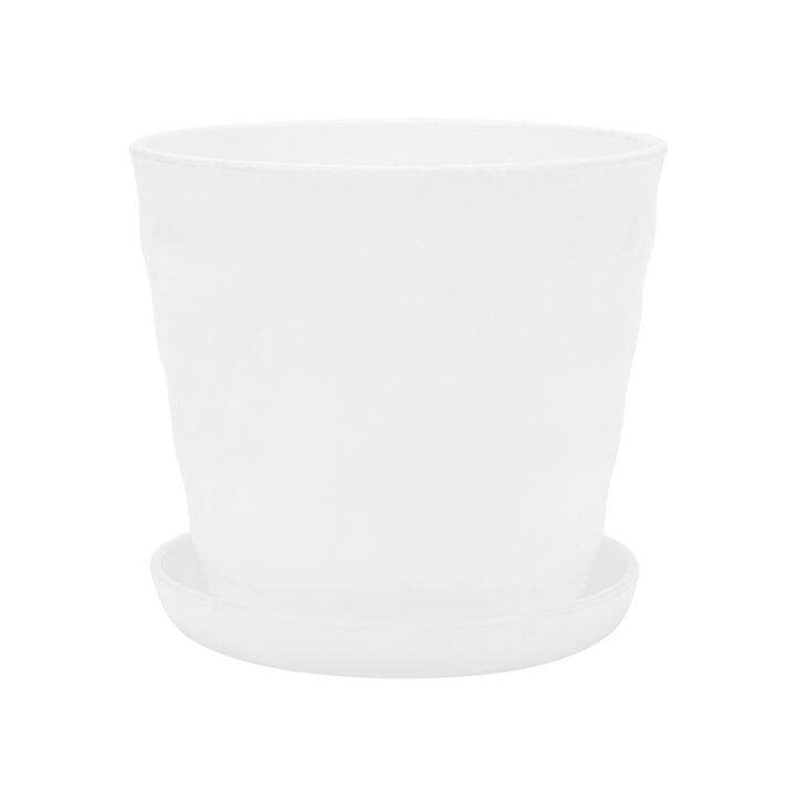 plastic-round-flower-plant-pot-planter-holder-with-tray-home-office-garden-decor-white