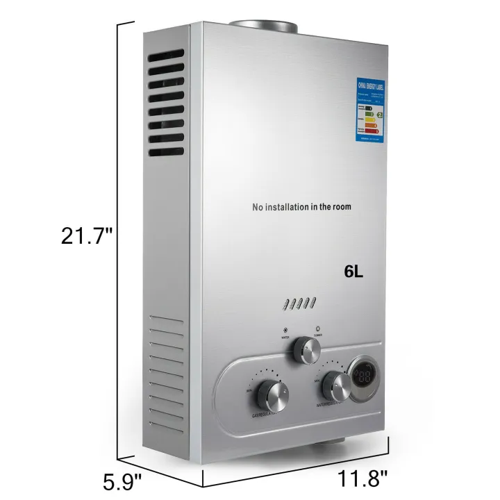 6L Propane Hot Water Heater 1.6GPM Stainless Steel Use Liquefied