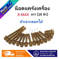 น๊อตแคร้งเครื่อง Xmax หัวเจาะดอกไม้ ราคาต่อ 1 ชุด (16 ตัว) เลสแท้ มี3 สี จัดเซ็ทโดยร้าน