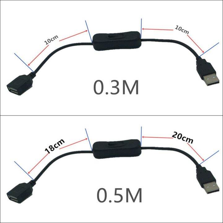 อุปกรณ์อิเล็กทรอนิกส์คุณภาพสูงการแปลงสาย-usb-ตัวผู้เป็นตัวเมียสายเปิดปิดสลับโคมไฟ-led-สายไฟสีดำ0-3ม-0-5ม