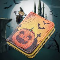 【Lanse store】Halloween Short Wallet Decoration Women Leather PU Female Small Coin Purse Outdoor Party Gifts Money Bags