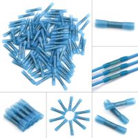 [HOT ZHKKZZLWWG 510] 250PCS Blue Heat Shrink Butt Connectors Insulated Waterproof Heat Shrink Terminals 16 14 AWG Electrical Crimp Terminals