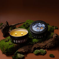 เทียนไขถั่วเหลือง กลิ่น Bonfire ขนาดตลับ Matt Black Travel Tin - Amber, Vetiver &amp; Sage