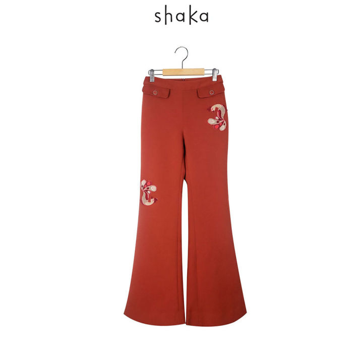 ss19-shaka-bell-bottom-pants-กางเกงขายาวทรงขากระดิ่ง-เอวสูง-ปักแต่งอาร์มไหมฟูลายนกยูง-pn-s190418