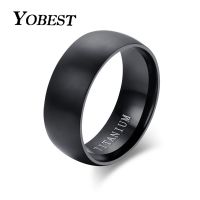 YOBEST Fashion Men 39;s Black Titanium Ring Matte Finished Classic Engagement Anel Jewelry For Male Wedding Bands