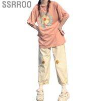 COD Ssrroo Women 2 Piece Outfits Sets  Loose Fitting Breathable T Shirt Pants Set for Shopping Female