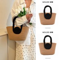 Summer high-end niche handbag vegetable basket woven bag female 2023 new straw woven tote bag large capacity 【QYUE】