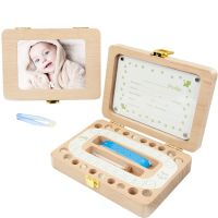 Baby Photo frame English Wooden Baby Tooth Box Organizer Milk Teeth Storage Umbilical Lanugo Save Collect Baby Souvenirs Gifts