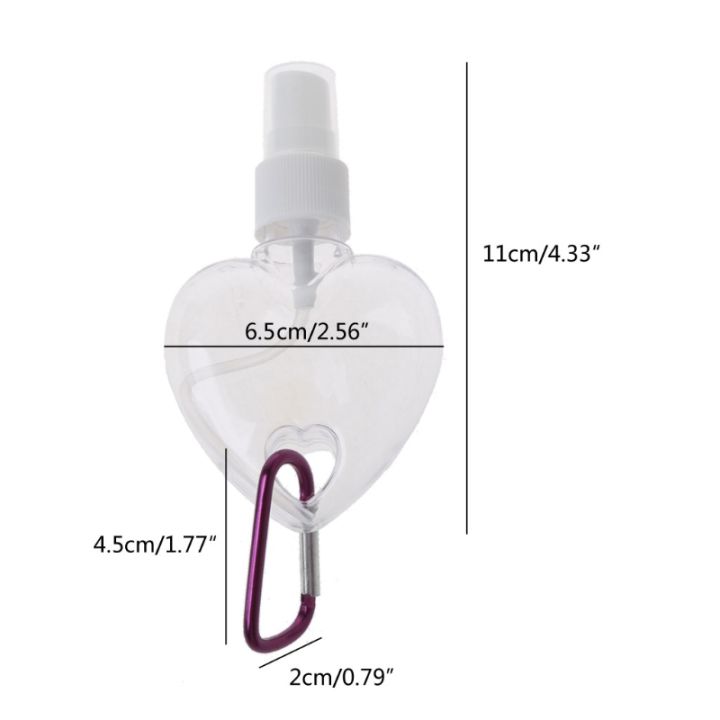 5pcs-50ml-reusable-portable-heart-spray-bottle-hand-sanitizer-travel-small-size-mister-bottle-holder-keychain-carriers