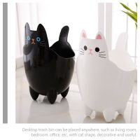 ✷ Cat Shaped Trash Can Table Office Garbage Storage Adorable Bin Small Desktop Mini