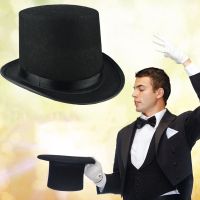 หมวกเสื้อสีดำผ้าโครเมี่ยม RECOVER73CH1หมวกแจ๊สเครื่องประดับแต่งกายหรูหราการแสดงบนเวทีสุภาพบุรุษพับได้