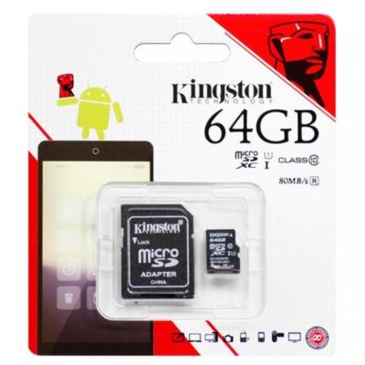 รับประกันของแท้ Kingston เมมโมรี่การ์ด Micro SD (SDHC) 64 GB Class 10 SPEED 80Mb/sส่งเร็วทันใจ Kerry Express