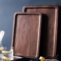 1Pcs Wood Serving Tray Round Square Breakfast Sushi Snack Bread Dessert Cake Plate Food Storage Dish for Hotel Home Serving Tray Baking Trays  Pans