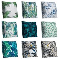 Tropical Palm Leaf Coniferous Decorative Double-Sided Polyester Cushion Cover Green Leave Flowers Car Throwing Pillowcase