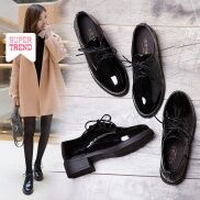 COD Giày oxford bằng da PU phong cách Hàn Quốc size 37 38 dành cho nữ