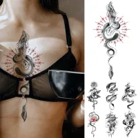 【YF】 Waterproof Temporary Tattoo Sticker Black Snake Dragon Totem Flash Tatto Tiger Flowers Roses Body Art Arm Fake Tatoo Men Women