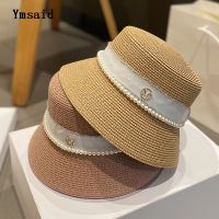 [hot]New Womens Sun Hats Summer Elegant Pearl Bow Straw Hat Fashion Foldable Boater Hat Cap Holiday Audrey Hepburn Beach Hat