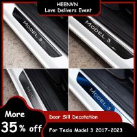 Heenvn Model3 2023 Door Sill Decoration Wrap Cover For Tesla Model 3 2022 Accessories Pedal Protection Strip Carbon Fiber