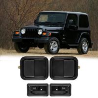 Car Interior and Exterior Door Handle Kit Front LH and RH Side for Wrangler 55176383AE 55176382AE