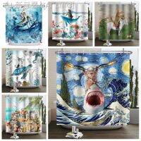 【CW】☈▩  Shower Curtain Riding Whale Cartoon Children With