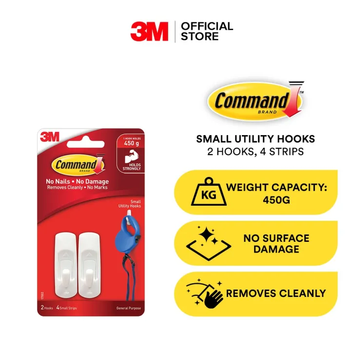 3M Command General Purpose Hook, Small 2 Hooks, 4 Strips Keys, framed