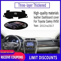 ที่มีคุณภาพสูงสำหรับ Toyota Camry XV50 2012 ~ 2017หนาฉนวนแผ่นคลุมแผงหน้าปัดรถยนต์หนังอุปกรณ์เสริมภายใน2013 2014 2015 2016ที่บังแดดป้องกันการลื่นไถลพรม