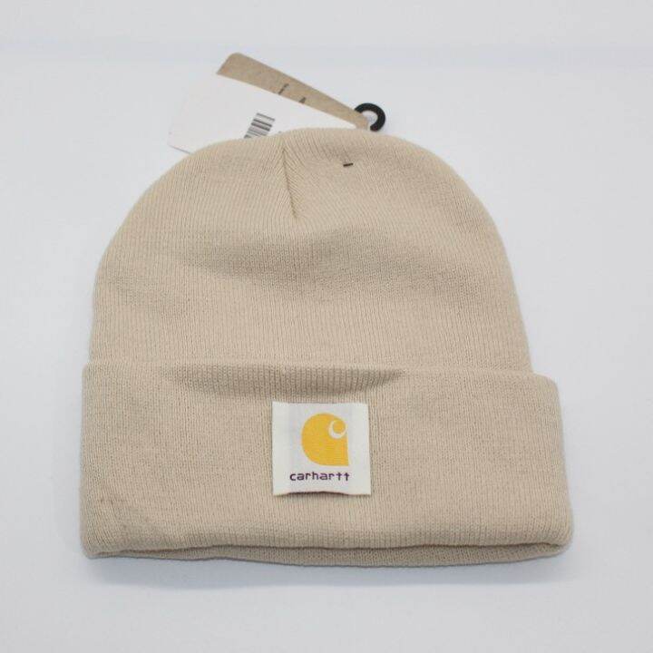 carhartt-หมวกบีนนี่ถัก-สีพื้น-สไตล์เกาหลี-ฮิปฮอป-สำหรับผู้หญิงและผู้ชาย