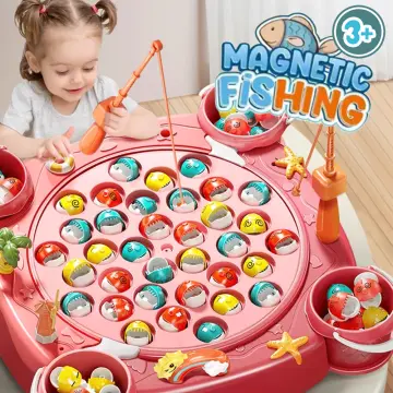 Let's Go Fishing Game Mini Family Board Game Catch Bait Fish Speed Music  Children Toy Mainan Keluarga Kanak