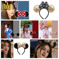 SDSFD การ์ตูนลายการ์ตูน หมวกลาย Minnie Mouse เจ้าหญิงสำหรับเด็ก ชุดปักเลื่อม ที่คาดผมหูมิกกี้ ผ้าโพกศีรษะ อุปกรณ์เสริมผม สำหรับผู้หญิง