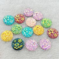 【CW】 30pcs 16mm Color Resin Rhinestones Flat Back Round flower Crafts Garment decoration-A65