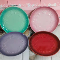 ฝรั่งเศส LE CREUSET สีเย็นผลิตภัณฑ์ใหม่ฮอลลี่ใบนูนนอร์ดิกครัวเรือนสโตนแวร์พอร์ซเลนแผ่น,จานสลัด,แผ่น19เซนติเมตร