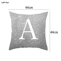 SUC 45x45cm Silver English Alphabet Throw Cushion Cover Sofa Car Home Decorative New