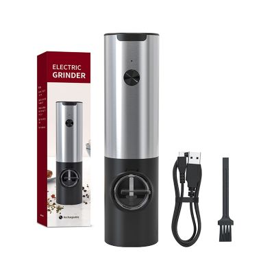 Rechargeable Electric Salt and Pepper Grinder Set USB Charging Stainless Steel Automatic Salt Spice Grinder Pepper Mill