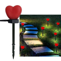 Dragonpad 2Pcs Solar Garden Landscape Light Waterproof Led Heart-Shaped Romantic Outdoor Lamp For Valentines Day Decoration