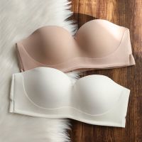 [COD] Non-slip strapless beautiful back thick seamless underwear womens chest gathered thin section big anti-sagging bra