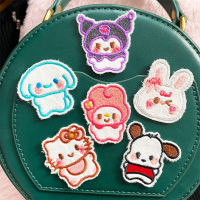 Kawaii Sanrio Kuromi Decal การ์ตูนน่ารักอะนิเมะ My Melody Cinnamoroll Pochacco ผ้าสติกเกอร์ตกแต่งเสื้อผ้าของขวัญของเล่น