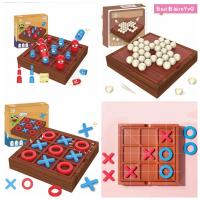 BASILBLA เอบีเอสเอบีเอส บอร์ดตกแต่ง Tick Tac Toe ทำจากไม้ หมากรุก XO เกมกระดานตาราง ตลกๆ บอร์ดเกมไพ่คนเดียว ผู้ใหญ่และผู้ใหญ่