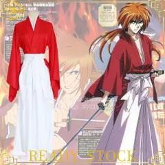 Anime Rurouni Kenshin cos HIMURA KENSHIN Cartoon Halloween Party Cosplay  Man Woman Cosplay costume Japanese blue red kimono - AliExpress