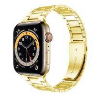 SmartPhonemall Small Waist Stainless Steel Watch Band For Apple Watch Series 8&amp;7 41mm / SE 2&amp;6&amp;SE&amp;5&amp;4 40mm / 3&amp;2&amp;1 38mm(Gold)