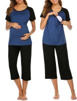 Double Layers Labor/Delivery/Nursing Maternity Pajamas Set Baseball Shirt,Adjustable Size