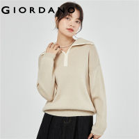 GIORDANO Women Sweaters Big Turn-Down Collar Chunky Sweaters Pullover Simple Gentle Fashion Casual Warm Loose Sweaters 05353707