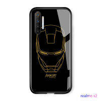 UCUCเคสใส่โทรศัพท์สำหรับRealme X2 แก้วเคสมือถือแฟชั่นคลาสสิก Superhero ไอรอนแมนกัปตันอเมริกา Spider-Man กันกระแทกกระจกเทมเปอร์เคสหลังฝาปิดซิลิโคนนุ่ม EDGE ปลอก