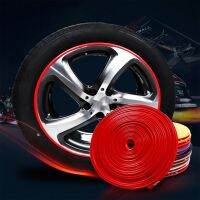 8M Car Wheel Rims Protector Decor Strip Rubber Moulding Rimblades Car Vehicle Rim Sticker Color Tire Guard Line Styling