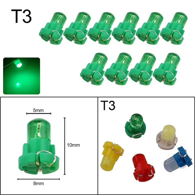 10x T3 LED T4.2 T4.7 B8.5 T5 LEDs Car Light Bulb COB LEDs Cluster
