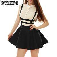 【CC】㍿  WTEMPO Suspender Skirts Pleated Short Braces Back Hollow Out Fashion Bandage