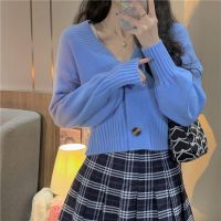 Sweater Knitted Cardigan Button Jacket V-neck Long Sleeve Office Lady Tops For Women Fashion Cardigans Autumn Solid Outerwear