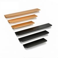 Hidden Cabinet Handles Aluminum Alloy Black/Silve/Gold Drawer Kitchen Cupboard Pulls Drawer Knobs Door Furniture Hardwar