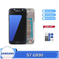 100% Original 5.1นิ้วสำหรับ SAMSUNG Galaxy S7 G930 G930F G930FD SUPER AMOLED จอแสดงผล LCD กรอบ Touch Digitizer Assembly